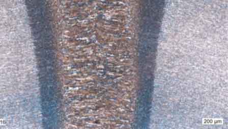 Structure of the laser weld Picture of full laser weld structure