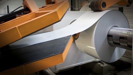 Photo of a coil in the coil coating line